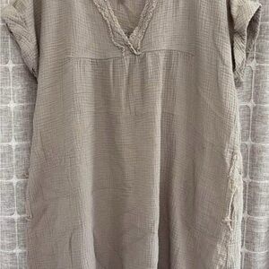 Zenana Outfitters Taupe V-Neck Tunic